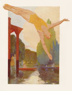 River Diver, 1920 (gravura a cores) de Rene Lelong